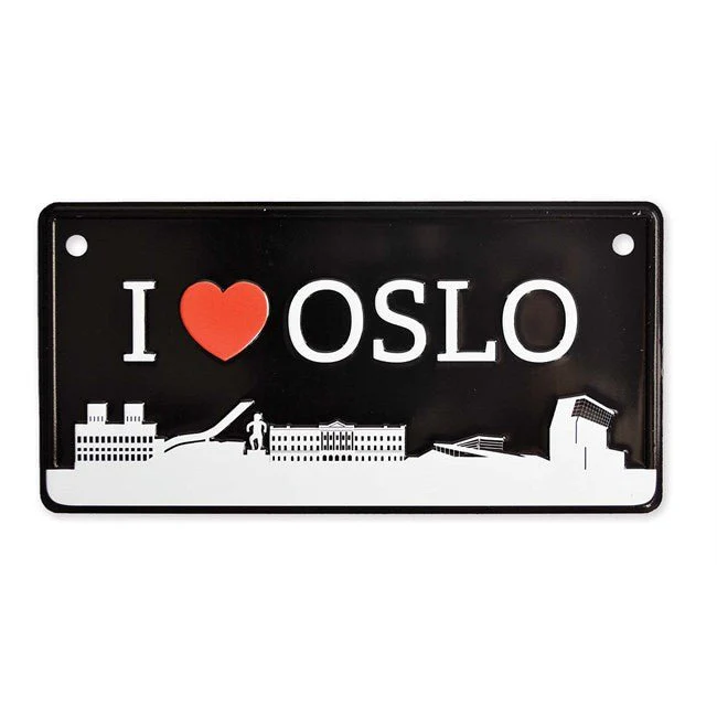 Bilskilt, I love Oslo, 15x7, preget