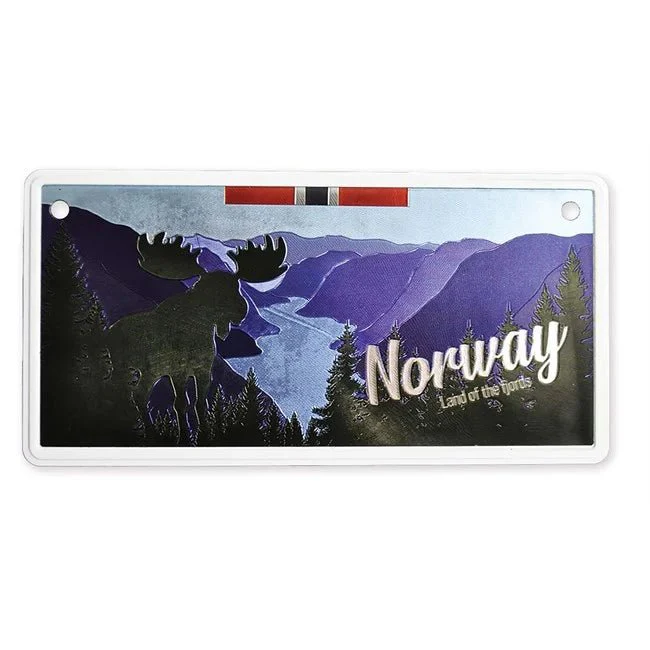 Bilskilt, Norway elg/fjord, 15x7, preget