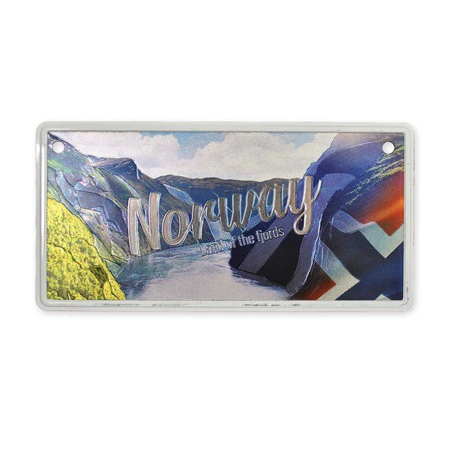 Bilskilt, Norway fjord, 15x7, foliert