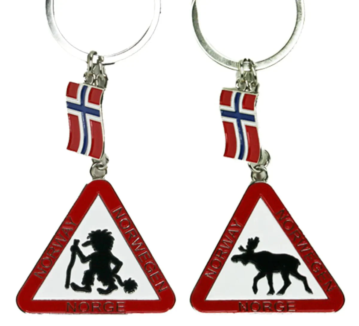 Nøkkelring, troll- og elgskilt og flagg