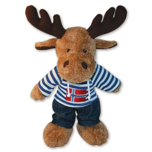 Plush elg, hettegenser, medium, blå