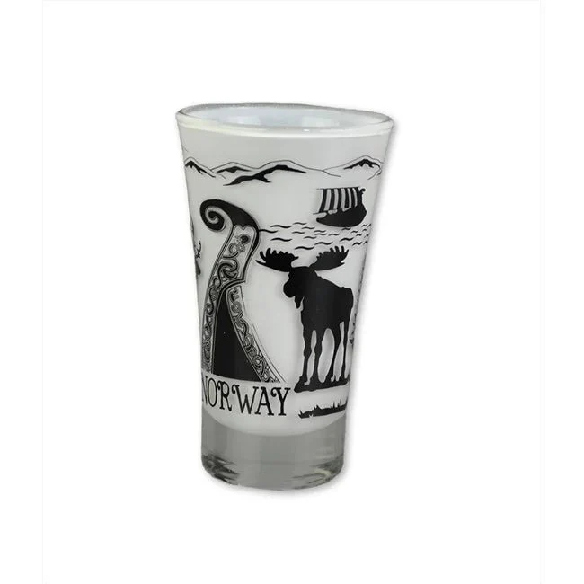 Shotglass, Sort/Hvit, Norgesmotiv