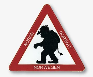 Stickers, troll med sekk i trekant